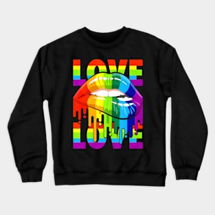 Love LGBT +Q  Flag Lips Gay Lesbian Pride Month Crewneck Sweatshirt